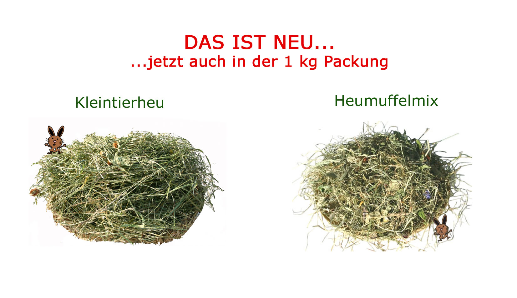 Kleintierheu und Heumuffelmix in 1 kg