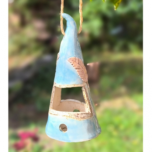 Vogelfuttertürmchen "Feder" Keramik, handgearbeitet