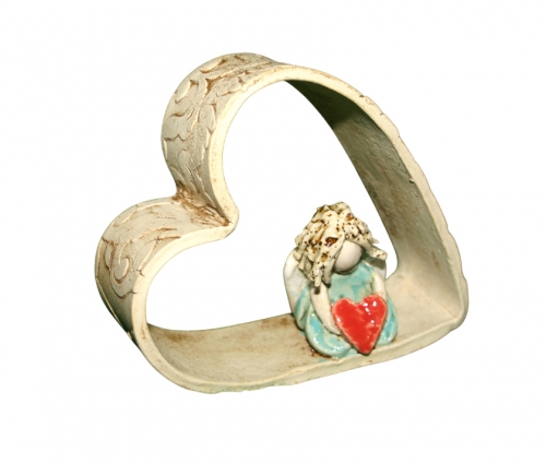 Preview: Gedenkherz mit Engelchen - Einzelstück